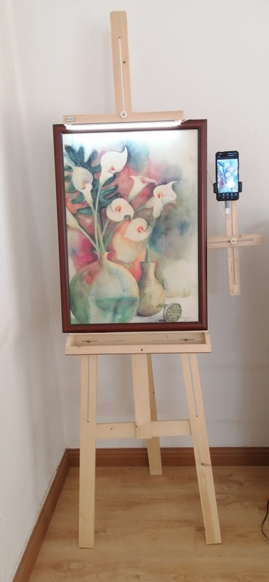 سه پایه نقاشی 2شیار چراغدار(کرم)