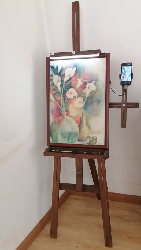 سه پایه نقاشی 2شیار چراغدار (گردویی)